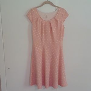 Polka dot fit and flare knee length dress